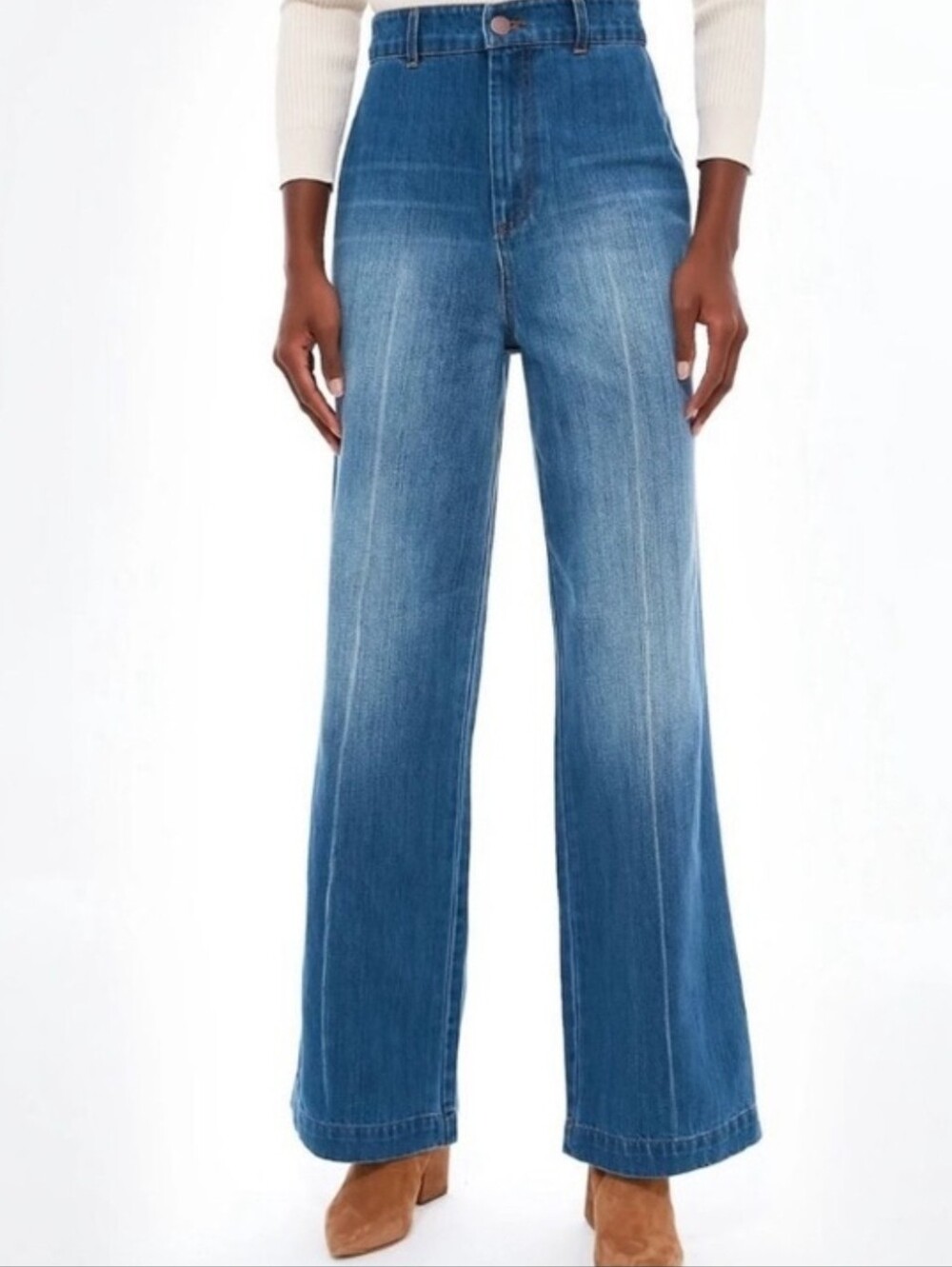 NWT Sea New York Fallon Wide Leg Light Washed Blue Denim High Rise Jeans Size 12